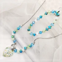1 set of japanese and korean fashion glass crystal light luxury women necklace bracelet set