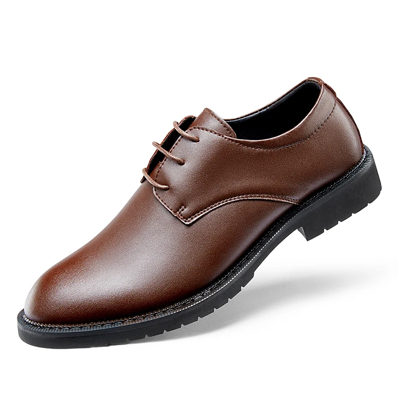 

Туфли мужские из натуральной кожи, классические простые повседневные удобные легкие туфли на плоской подошве, со шнуровкой, в деловом стиле...