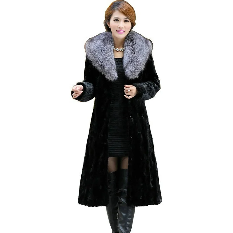 Женское зимнее пальто из натурального меха норки размеры 3XL 4XL|mink fur coat|luxury genuinejacket