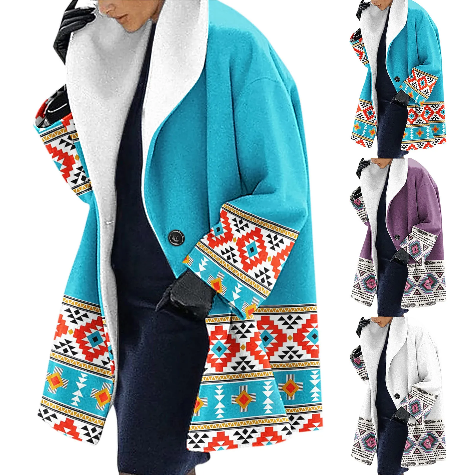 

Женское зимнее пальто на пуговицах, с длинным рукавом и отложным воротником