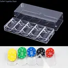 Набор покерных чипов, коробка акриловых чипов для покера, прозрачная коробка, лоток для игровых микросхем для казино, чехол с крышками, чипы для покера