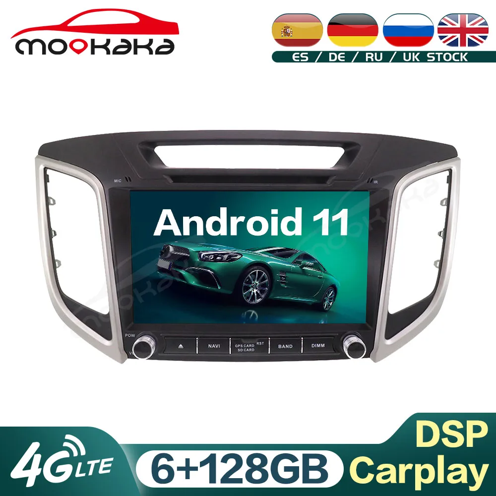 

For Hyundai Creta ix25 2014-2019 Android 11 6G+128GB Car Multimedia DVD Player GPS Navigation Audio Stereo Head Unit Carplay DSP