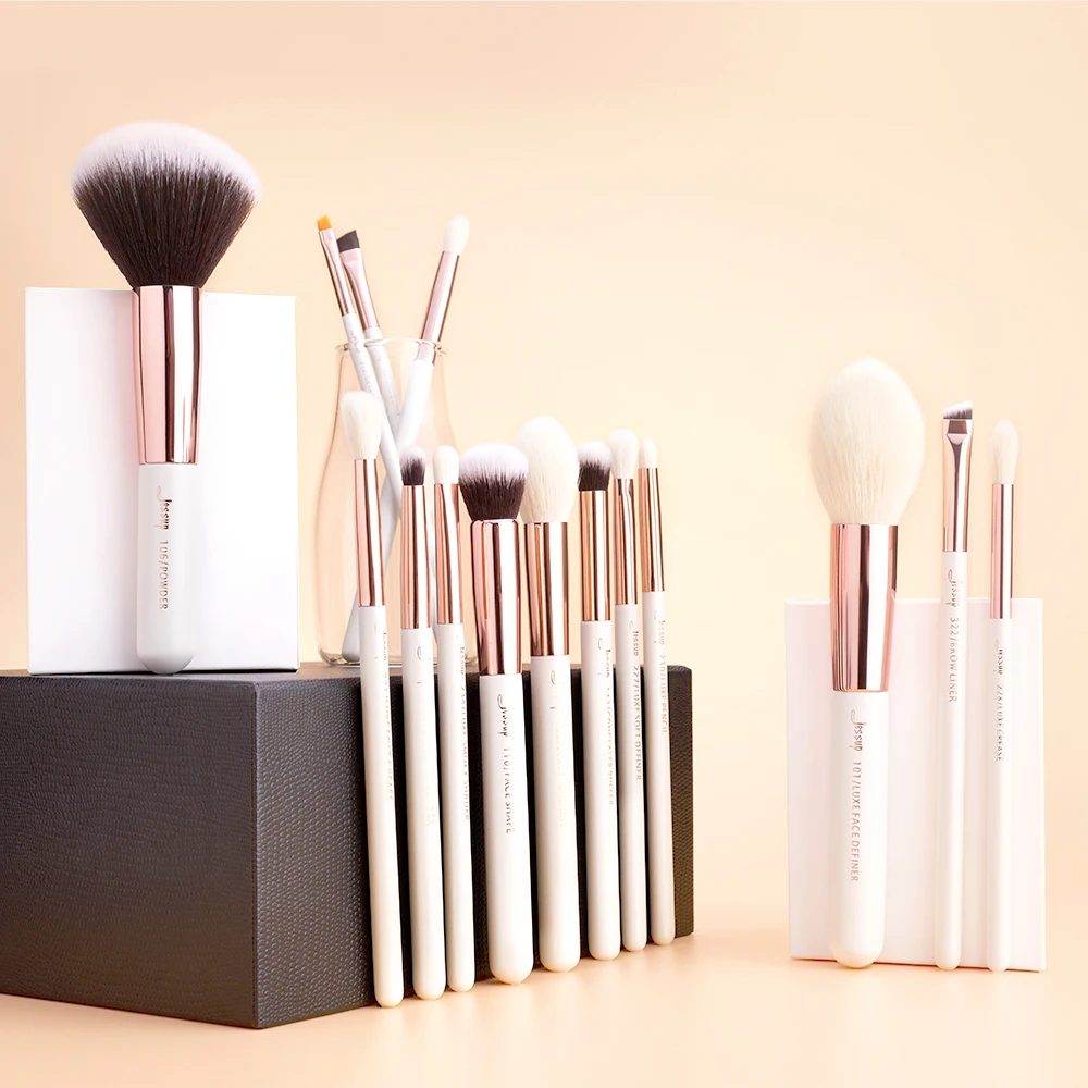 Набор кистей для макияжа Jessup Beauty 15 шт. натуральные синтетические волосы pinceau