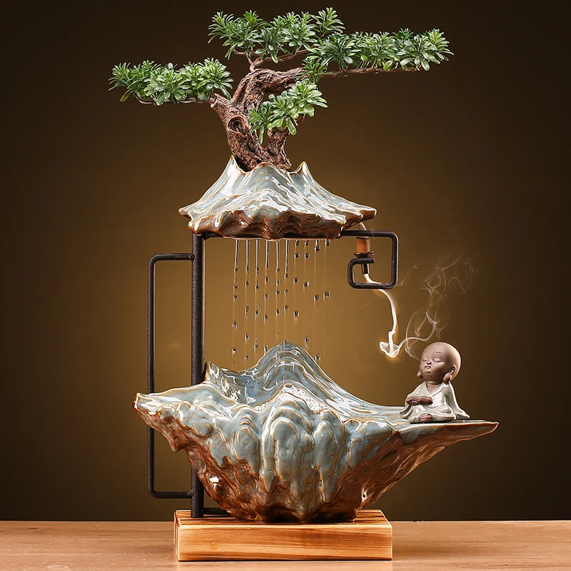 

Creative Water Ornaments Fountain Backflow Incense Burner landscape Living Room Office Desktop Decorations Housewarming Gifts