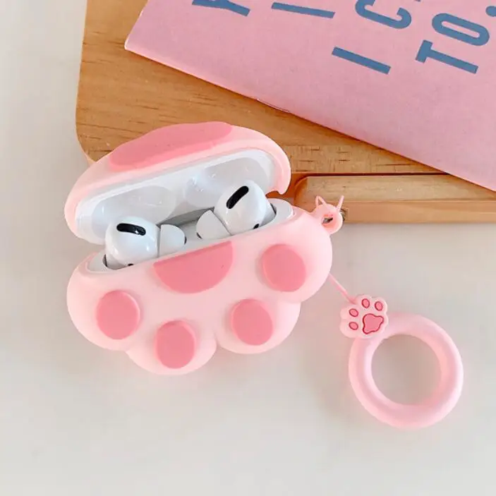 3D милый силиконовый чехол в виде кошачьей лапки для AirPods 1 2 Pro мультяшный Забавный