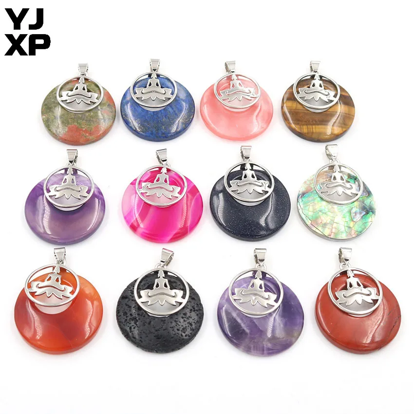 YJXP амулет в форме Будды пончика подвеска из натурального кристалла полые круглые