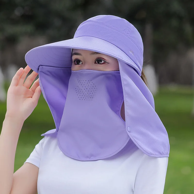 

Sun Hat Women Large Brim Sunscreen Cap Female Summer Bike Face Mask Ultraviolet Sun-Proof Big Tea Hats For Woman Bonnets Shade