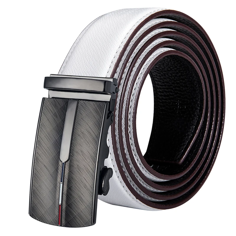 

Fashion White Genuine Leather Belt for Men Business Style Elegant White Belt Strap Automatic Buckle Men's Male Jeans Waist belt