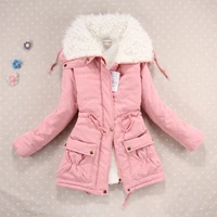 winter clothes new sweet little fresh candy color waist belted cotton padded coat big lapel coat cotton padded jacket women
