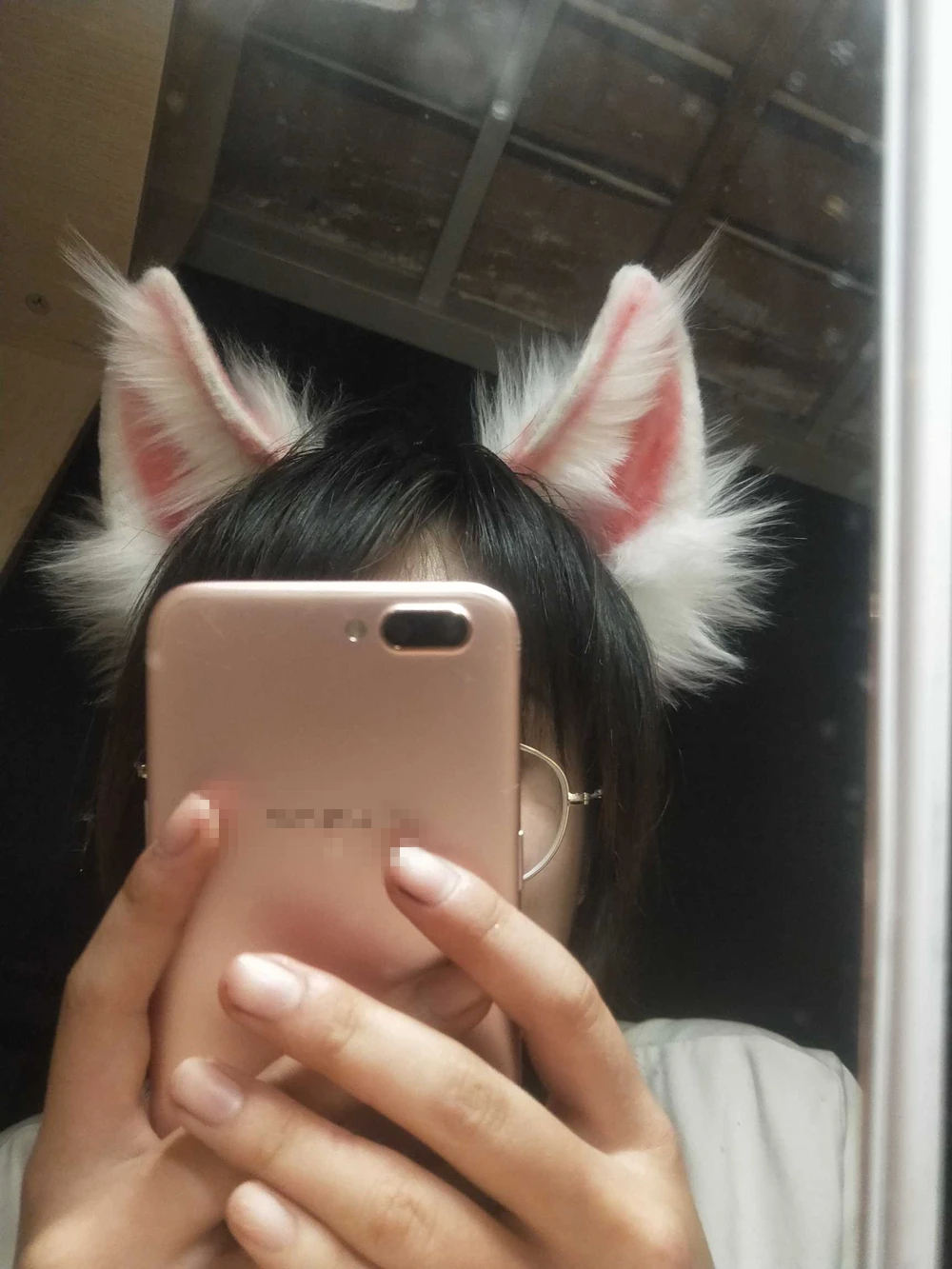 Обруч для волос MMGG с розовыми лисьими ушками ручная работа стильный аксессуар