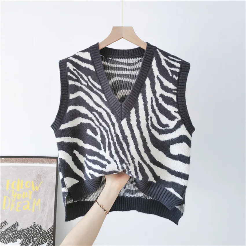 

2021 New Spring Knitted Sweater Vest Women Sleeveless Knitting Vests Female Autumn Winter Casual Knitwear Chalecos Para Mujer