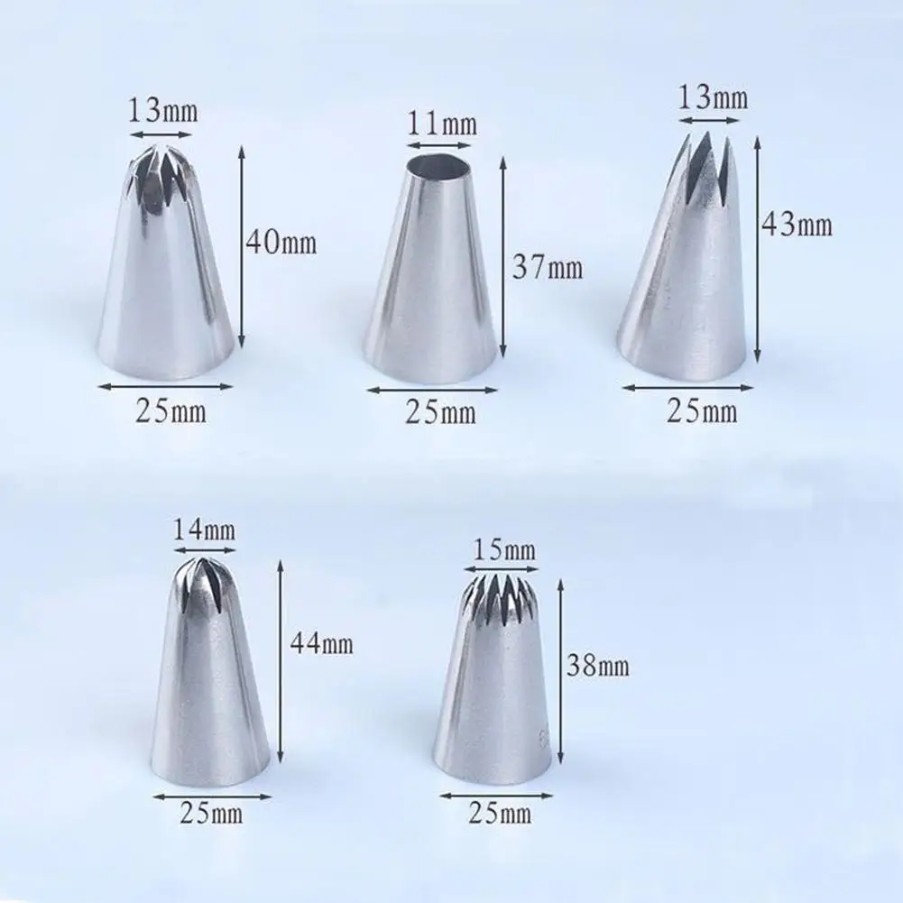 

5pcs/set Rose Icing Piping Nozzles Steel Flower Mouth 2 Decorating Bag Sizes Pastry Tools Tips Nozzles Cream Cake G0N3