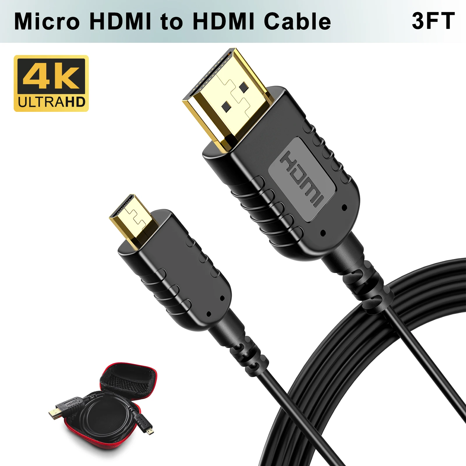 FOINNEX Ultra Thin Flexible Micro HDMI to HDMI Cable 3FT for Gimbal GoPro Hero 7 Black,Canon Camera, Stabilizer