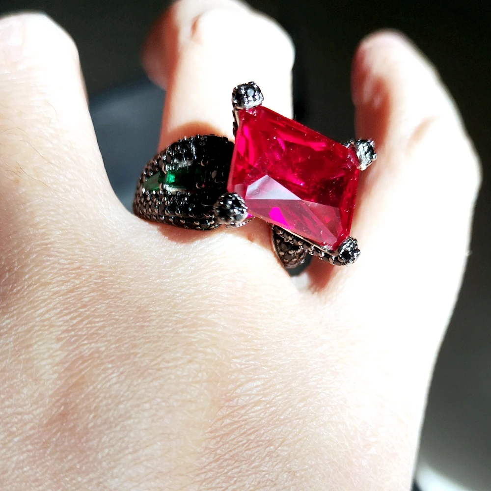 Кольцо KQDANCE с черным Цирконом имитацией муассанита бриллиантом цитрином