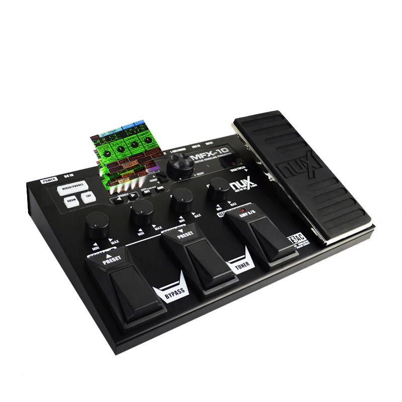Nux-pedal de mfx-10 para guitarra eléctrica, máquina de tambor, simulación de distorsión, bucle de bloque único, entrega gratuita