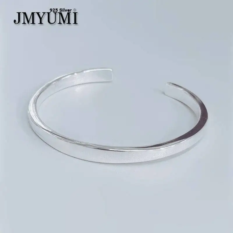 

Женский и мужской браслет JMYUMI, гладкий браслет из серебра 925 пробы с высокой полировкой, яркое Ювелирное Украшение, оптовая продажа