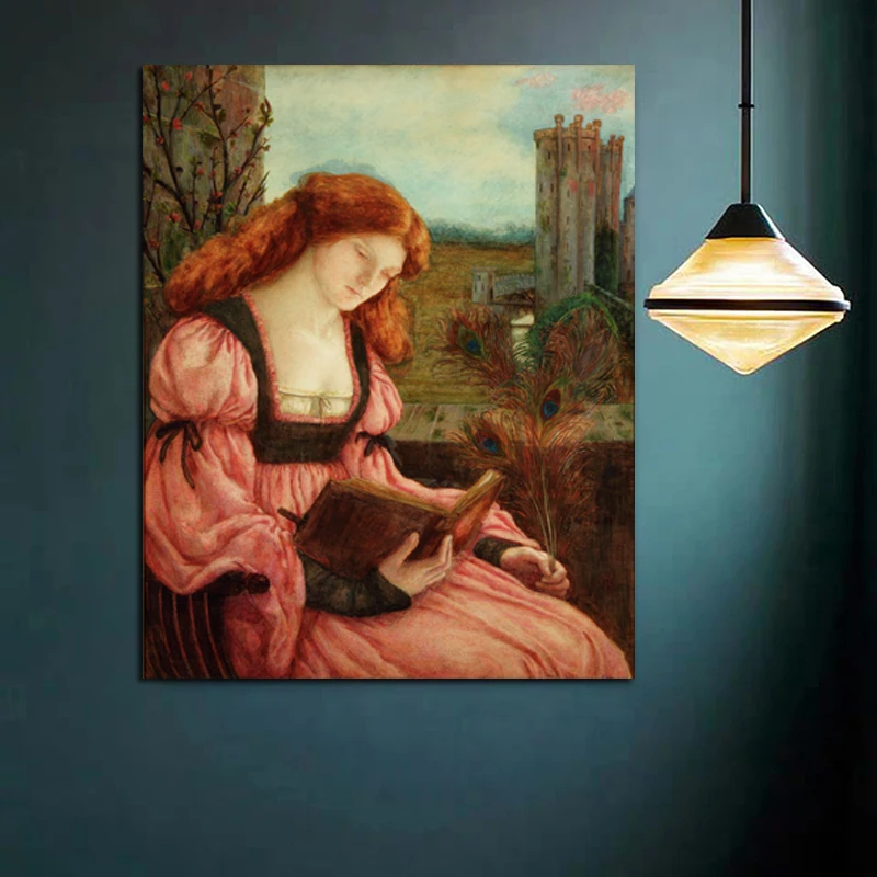 Marie Spartali Stillman читает книгу холст картина печать гостиная домашний декор