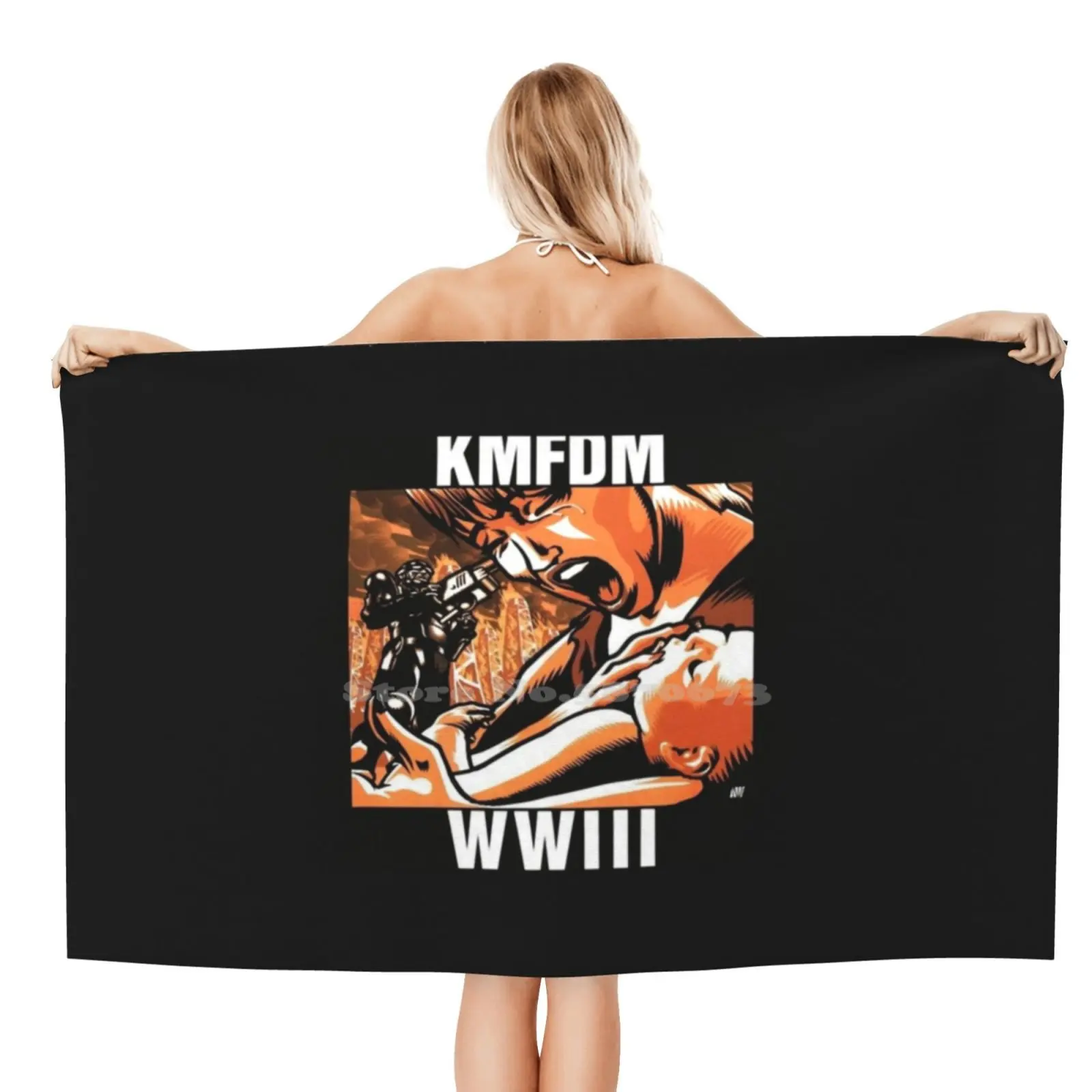 Лучший дизайн цифровое искусство Kmfdm печатная ткань пляжное полотенце для