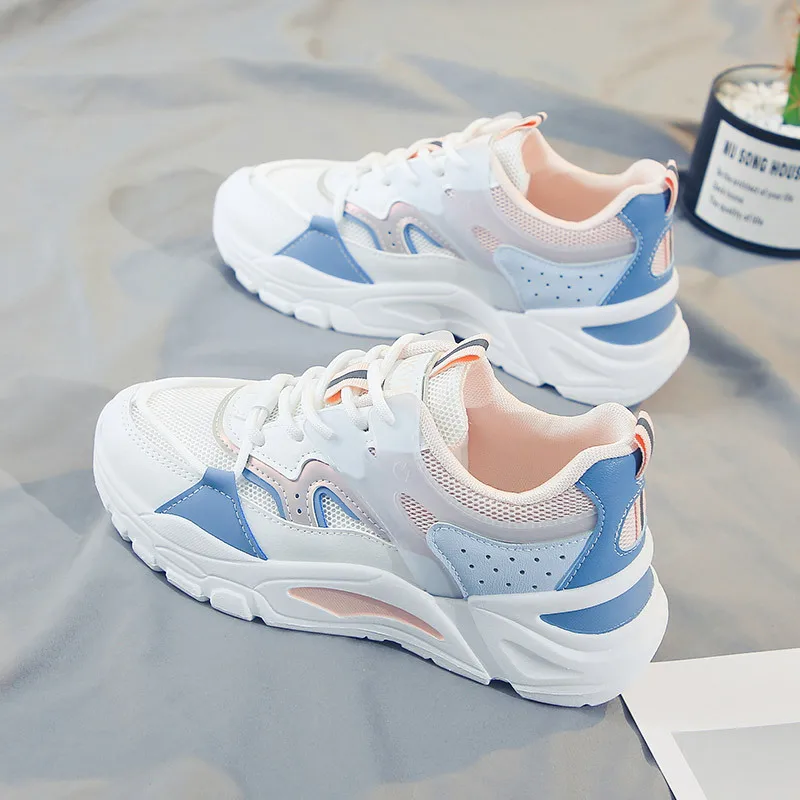 

Ladies Platform Sports Shoes Breathable Mesh Vulcanized Flat Shoes Casual Running Shoes Platform Hong Kong Style Sports Shoes