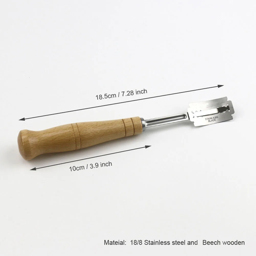 

Bread Arc Curved Knife Wood Handle With 5pcs Replacement Blades Bakery Scraper Stainless Steel Dough Scoring Making Razor Baking
