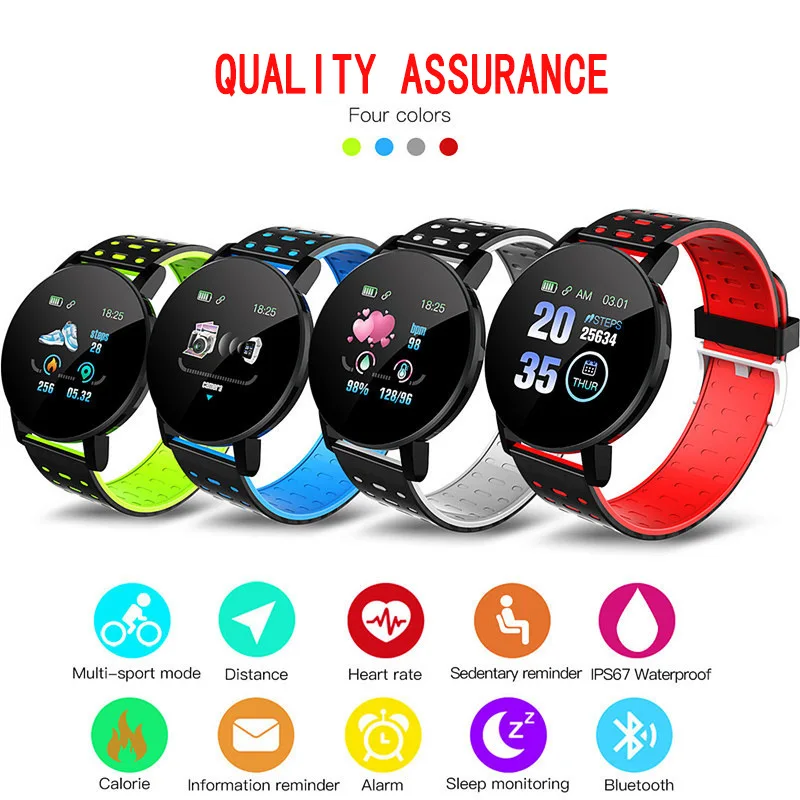 

119Plus Smart Watch IP67 Waterproof Bracelet Watch Heart Rate Smart Wristband Sports Watches Band Smart watch For Android IOS