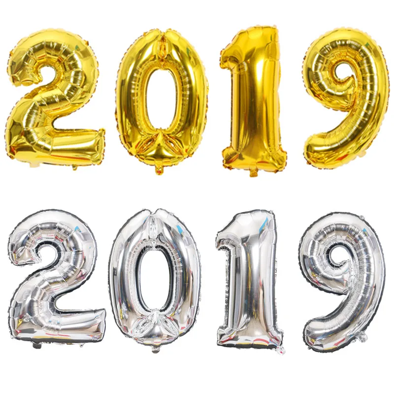 32 дюйма большие цифры 0 9 Воздушные шары Золотое серебряное число воздушный шарик