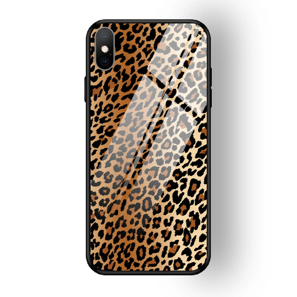 Чехол для телефона с леопардовым принтом iPhone 11 X XR XS Max Модный чехол из закаленного