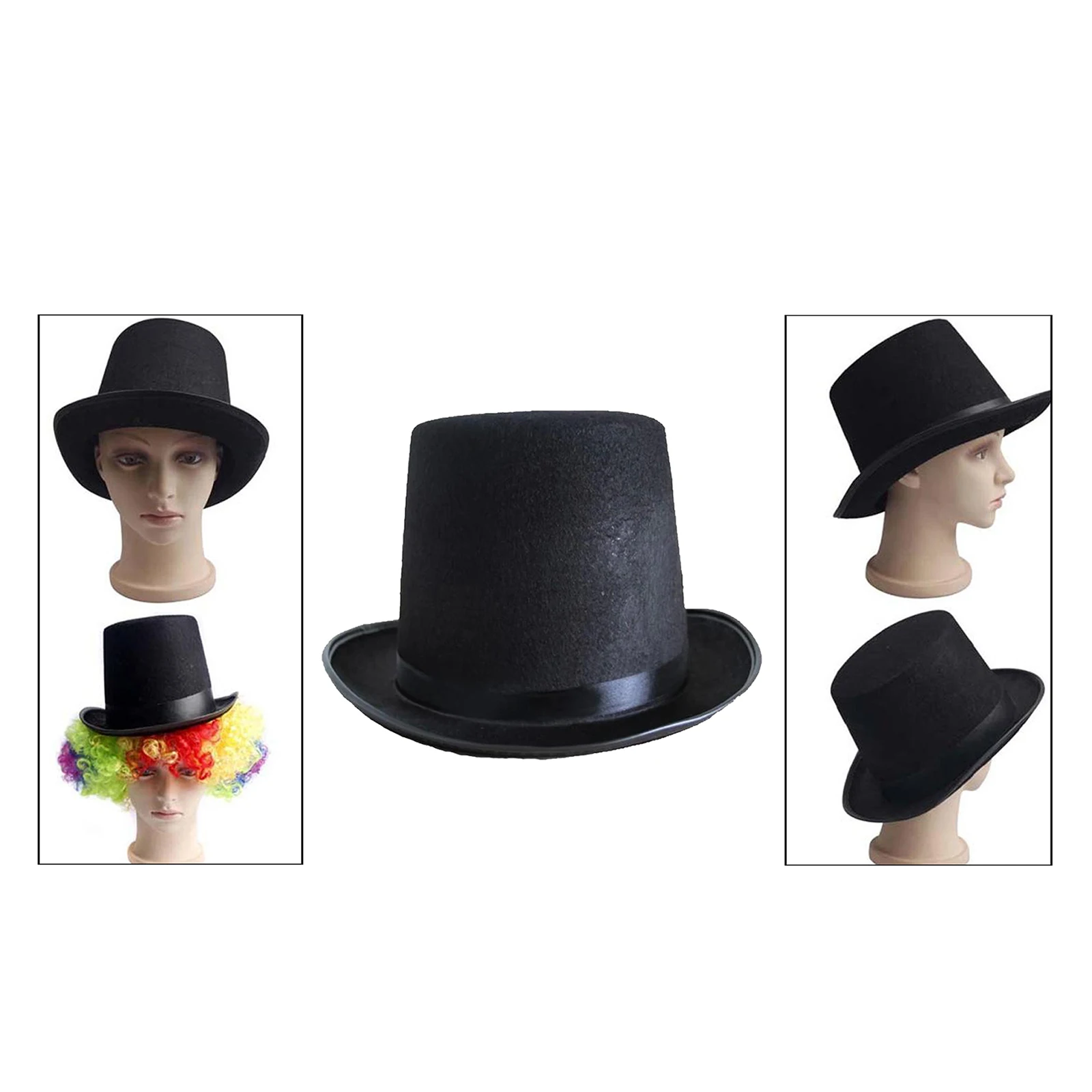 

Black Felt Top Hat Showman Circus Wizard Hat for Gang Leader,