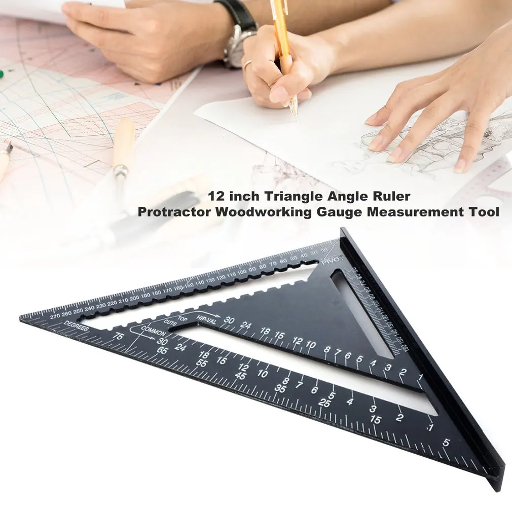 12 inch Triangle Angle Ruler Protractor Woodworking Measurement Tool Quick Read Square Layout Gauge Measuring | Инструменты