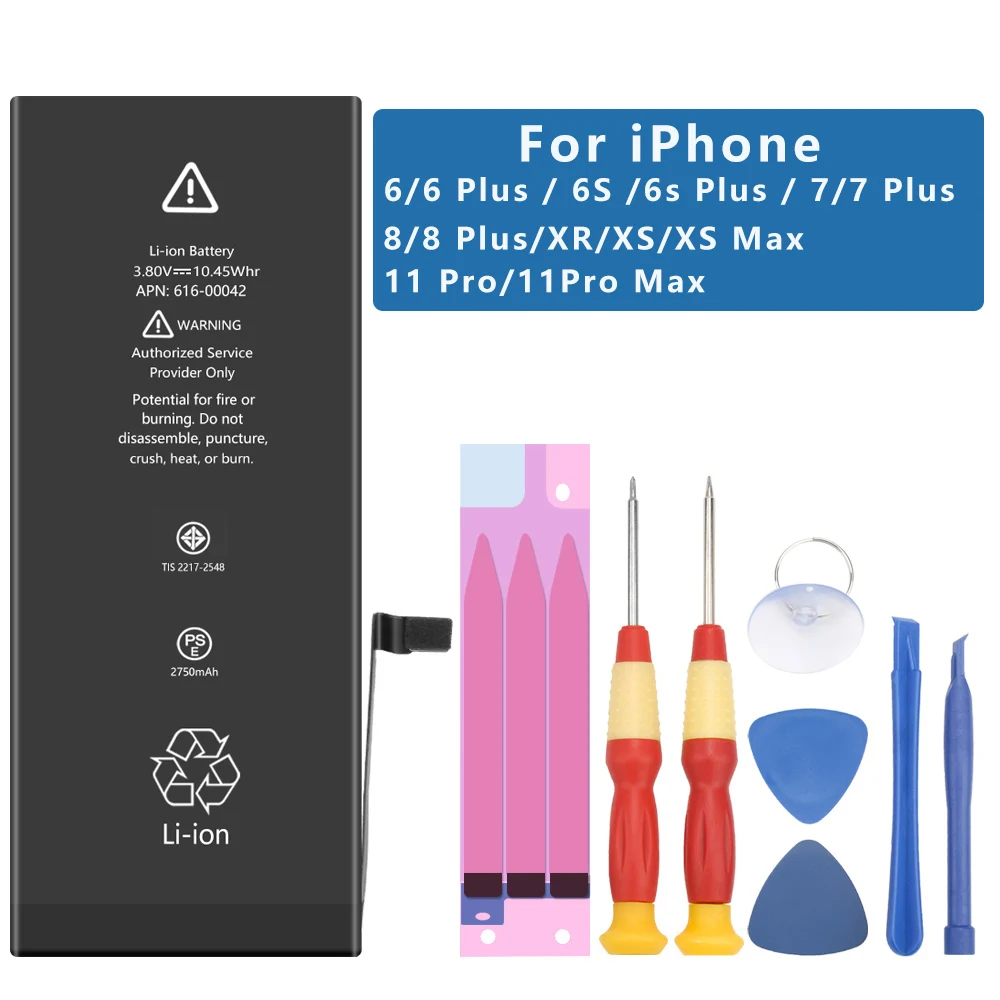 

Аккумулятор для телефона высокой емкости для iPhone 6, 6S, 7, 8 Plus, 7P, 8 P, Сменный аккумулятор для iPhone X, XR, XS MAX, 11 Pro Max, аккумулятор