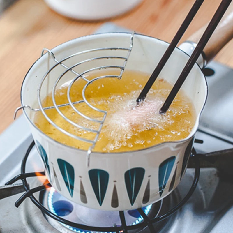 1Л эмалированная кастрюля для молока с рисунком листьев Детская приготовления