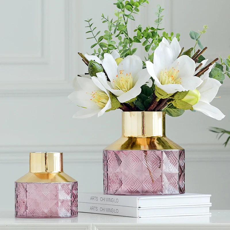 Скандинавская стеклянная ваза из золотой фольги с принтом обеденный стол