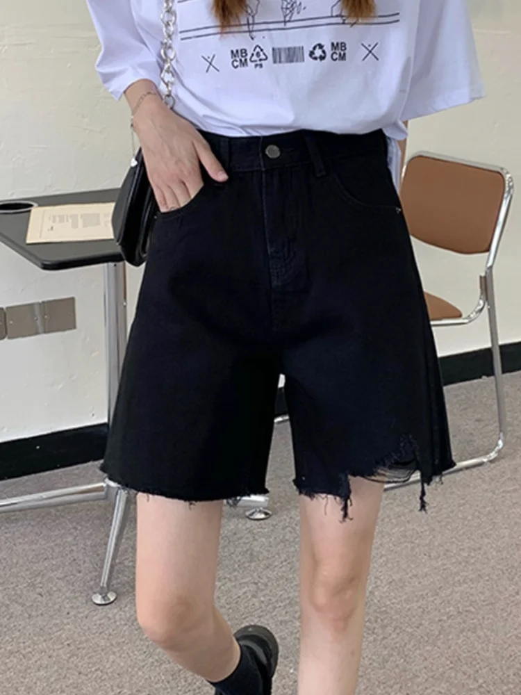 

New 2020 Summer Sexy Women Jeans Blue High Waist Denim Hole Knee Length Denim Shorts Women Womens Shorts