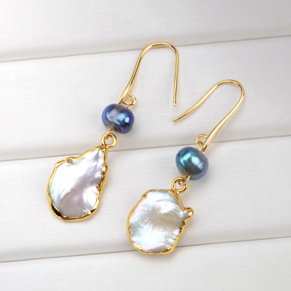 

Серьги-подвески BOROSA с натуральным белым жемчугом, золотистые, горячая Распродажа, черная Радужная жемчужина, серьги-подвески, серьги в стил...