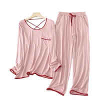 new spring 95 cotton hollow out pajamas for women fall atoff home clothes loose homewear long sleeve sleepwearw lounge wear