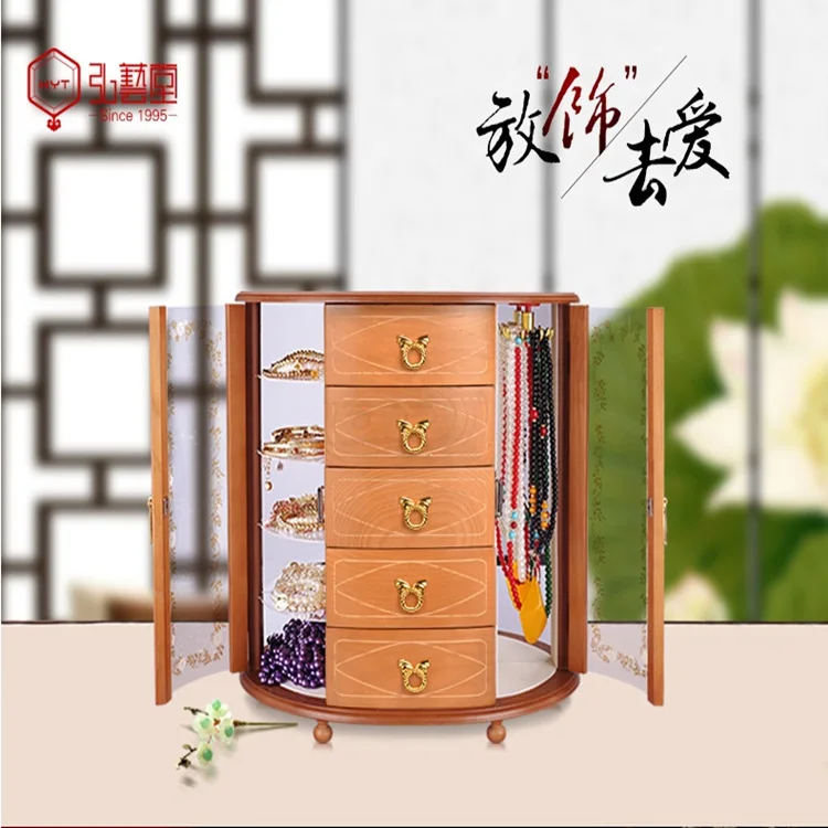 

South Korean princess hong art hall Europe type restoring ancient ways necklace bracelet wooden crafts jewelry box