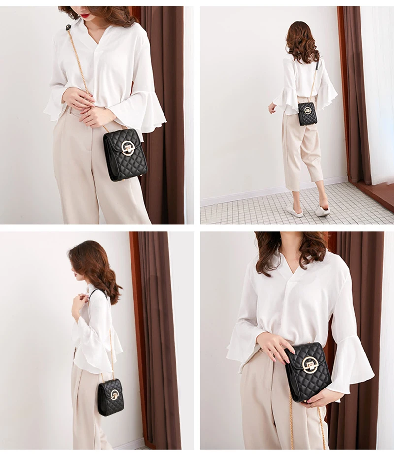 Дамская маленькая стеганая сумка через плечо из искусственной кожи на цепочке