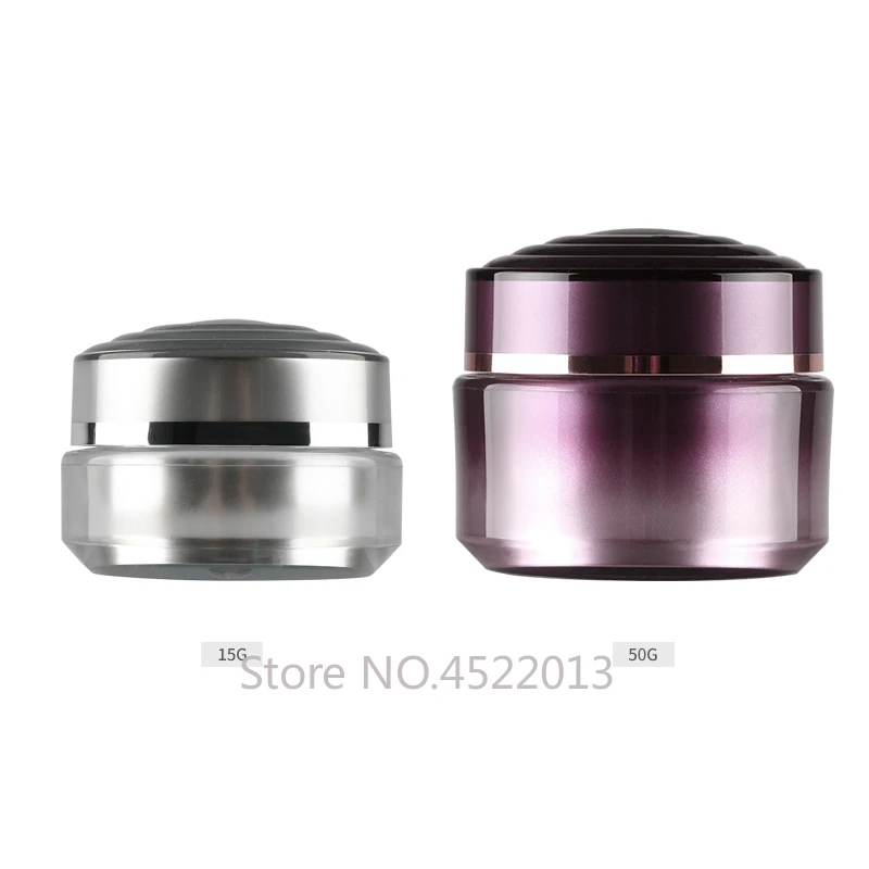 

15g50g 20pcs/lot Acrylic Spiral Cosmetic Dome Cream Container,Empty Portable Gradient Purple/Silver Jar,Facial Cream Pot Package