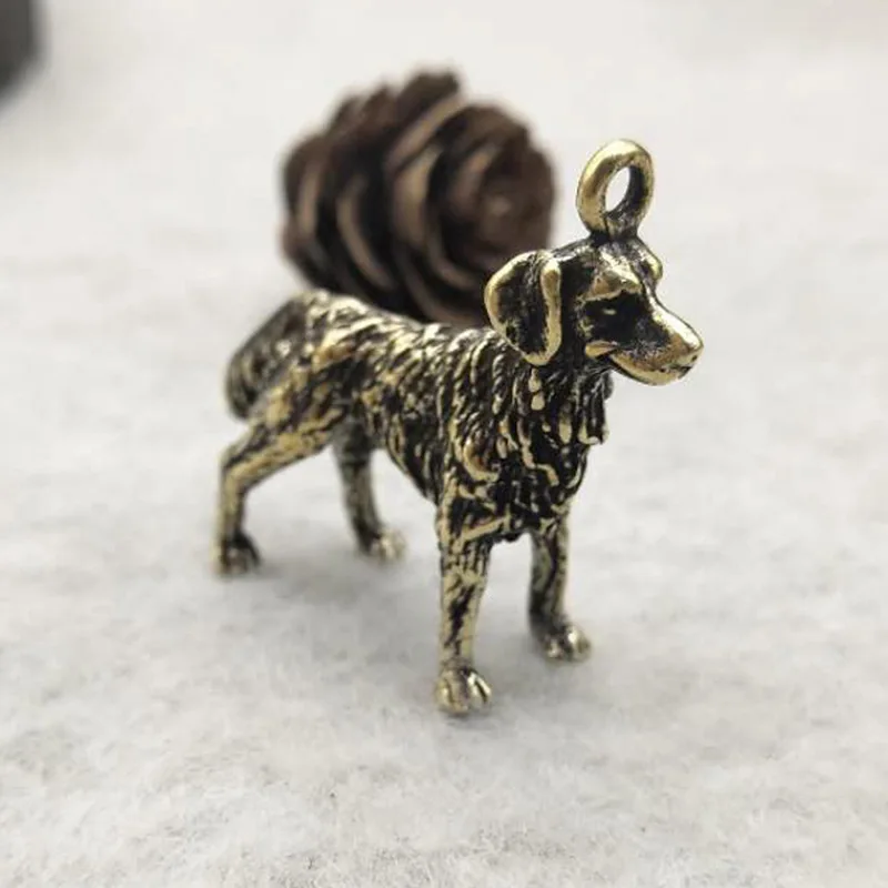 Антикварные миниатюрные фигурки Wolfhound из твердой латуни, в стиле ретро, медное животное, чай, домашнее животное, настольное украшение, декоративные подвески-брелки