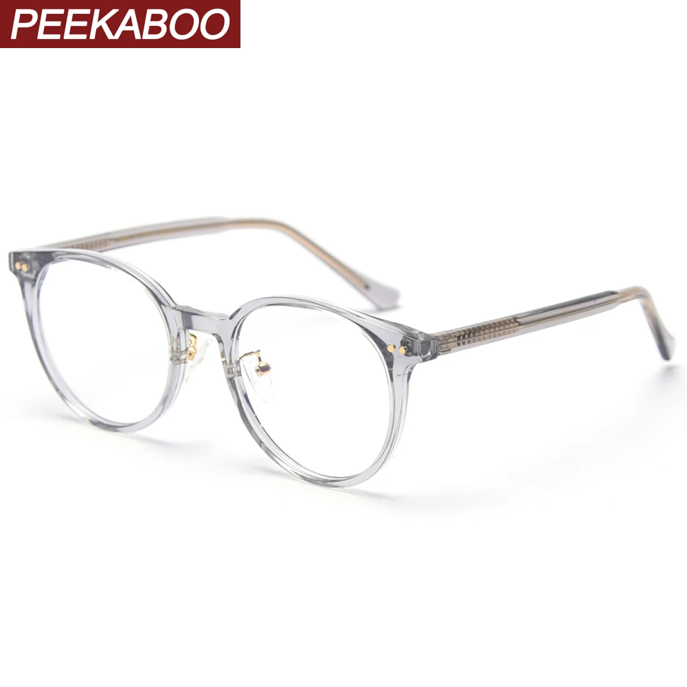 

Peekaboo korean style round glasses frame men blue light blocking TR90 optical fashion spectacle frames for women clear lens