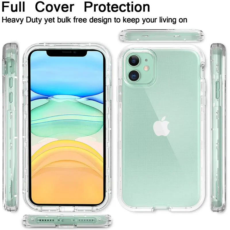 full body 360 front back phone case for iphone 12 11 pro max 8 7 6s plus cover transparent coque for iphone x xr xs 5s se 2020 free global shipping