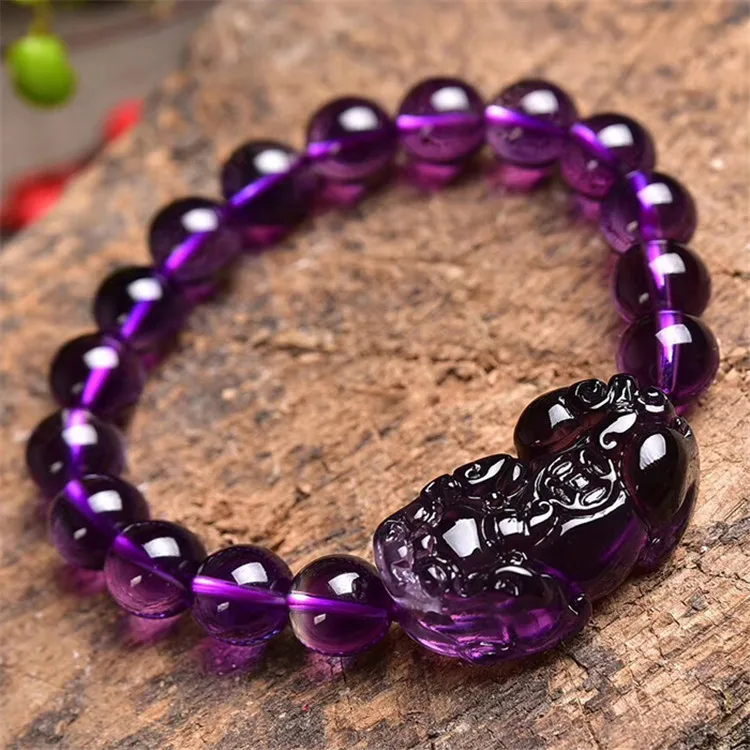 

Top 7A Amethyst Crystal Bracelet Charm Handmade Beads Jade Bangle Elegance Jewelry Lucky Accessories