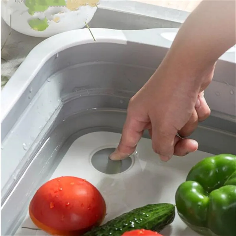 Многофункциональная кухонная разделочная доска складная корзина для мытья