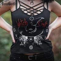 insgoth mall goth sexy black camis y2k e girl hollow out bodycon camisole harajuku punk backless women summer cropped tops