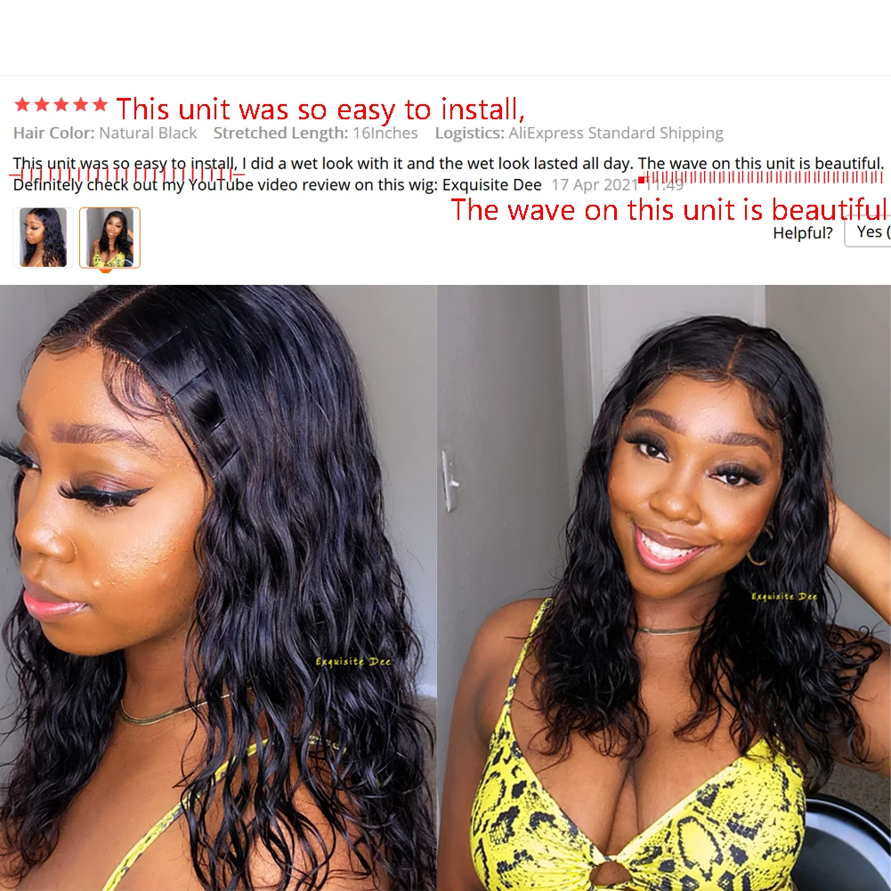 

HANNE Lace Front Natural Wave Human Hair Wigs Brazilian Lace Part 100% Wig 150% Remy Pre Plucked Hairline Lace Wigs
