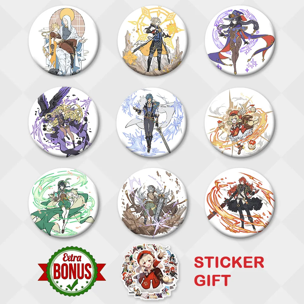 

Значок Genshin Impact, брошь с героями мультфильма «Венти альбедо», «фишл», «мондштадт», украшение для косплея, подарки