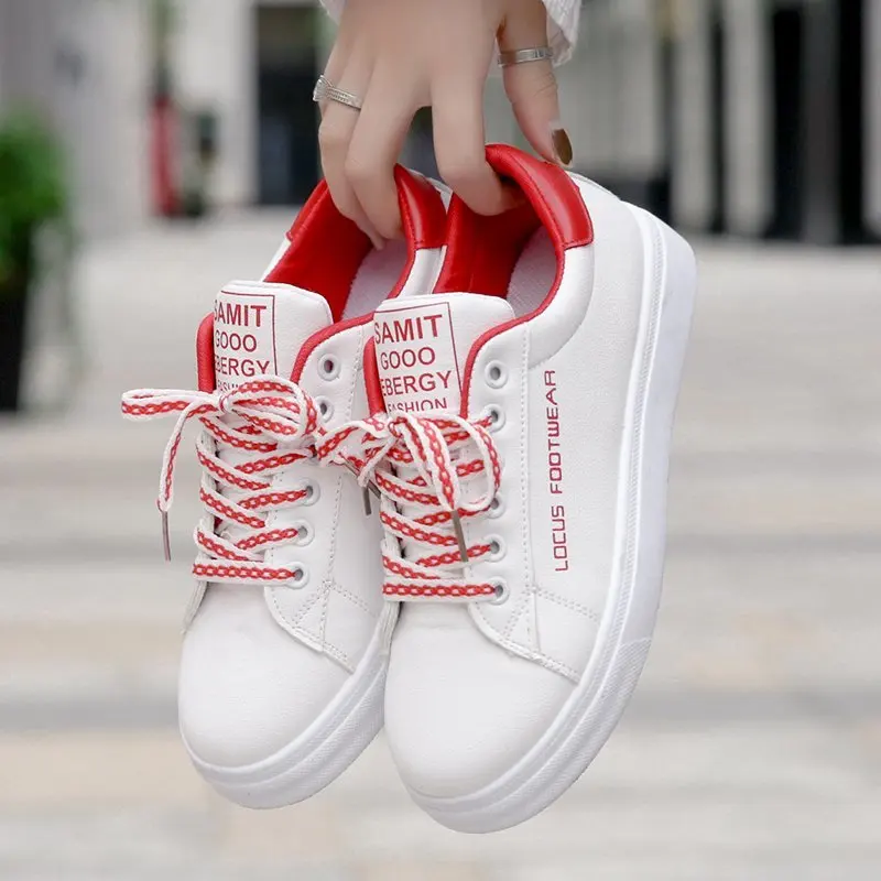 

Женские кроссовки на шнуровке, дышащие удобные Прогулочные кроссовки на вулканизированной подошве, повседневная обувь для женщин, новинка ...