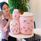 Boxi 2535 см милый фруктовый Boba плюшевые игрушечные подушки Kawaii розовый мягкий пузырьковый молочный чайная кукла подушка подарок на день рождения игрушка в наличии