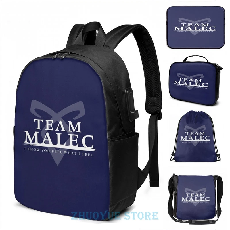 Забавный рюкзак с графическим принтом Shadowhunters Team Malec USB зарядкой мужские школьные
