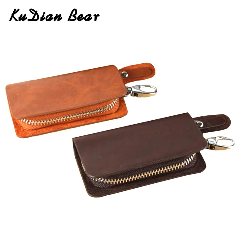

KUDIAN BEAR Men Car Key Holder Wallet PU Leather Keychain Designer Women Key Organizer Case Small Porta Llaves BID112 PM49